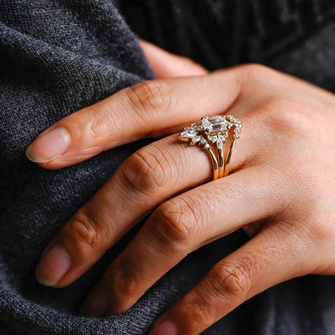 Picturesque Emerald Cut Diamond Handmade Ring