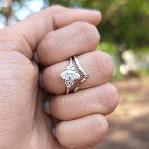 Velvety Marquise Cut Diamond Wedding Ring