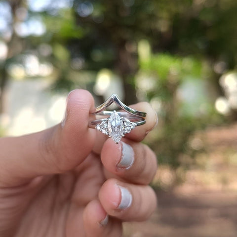 Velvety Marquise Cut Diamond Wedding Ring