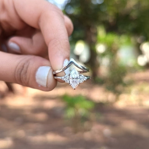 Velvety Marquise Cut Diamond Wedding Ring