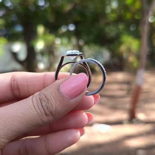 Whimsical Emerald Cut Diamond Wedding Ring