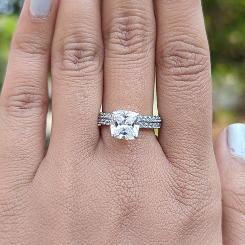 Blissful Cushion Cut Diamond Anniversary Ring