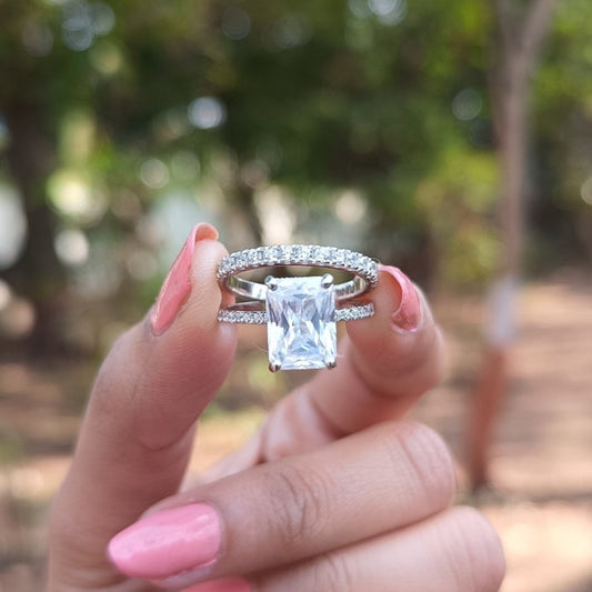 Plush Emerald Cut Diamond Anniversary Ring