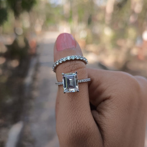 Miracle Emerald Cut Diamond Wedding Ring