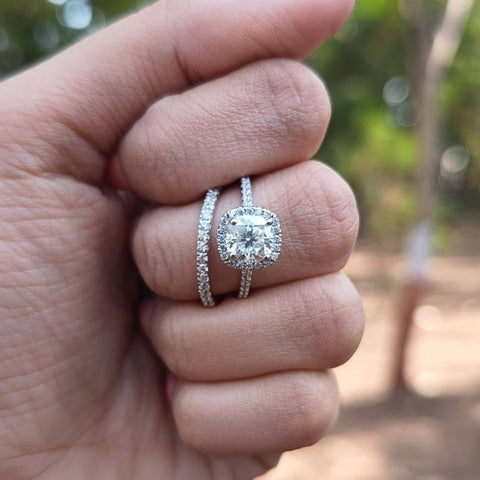 Uncommon Cushion Cut Diamond Anniversary Ring