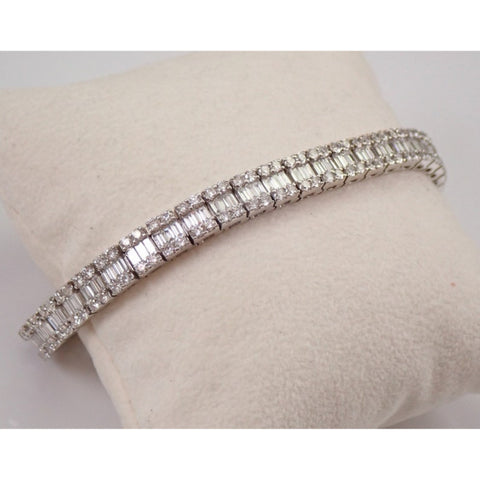 Moissanite 8.49 CT Baguette & Round Diamond Victorian Bracelet