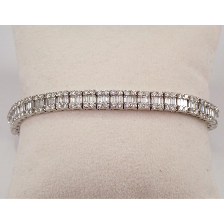 Moissanite 8.49 CT Baguette & Round Diamond Victorian Bracelet