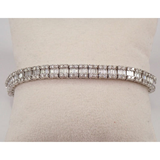 Moissanite 8.49 CT Baguette & Round Diamond Victorian Bracelet