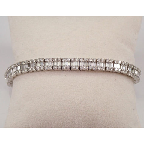 Moissanite 8.49 CT Baguette & Round Diamond Victorian Bracelet