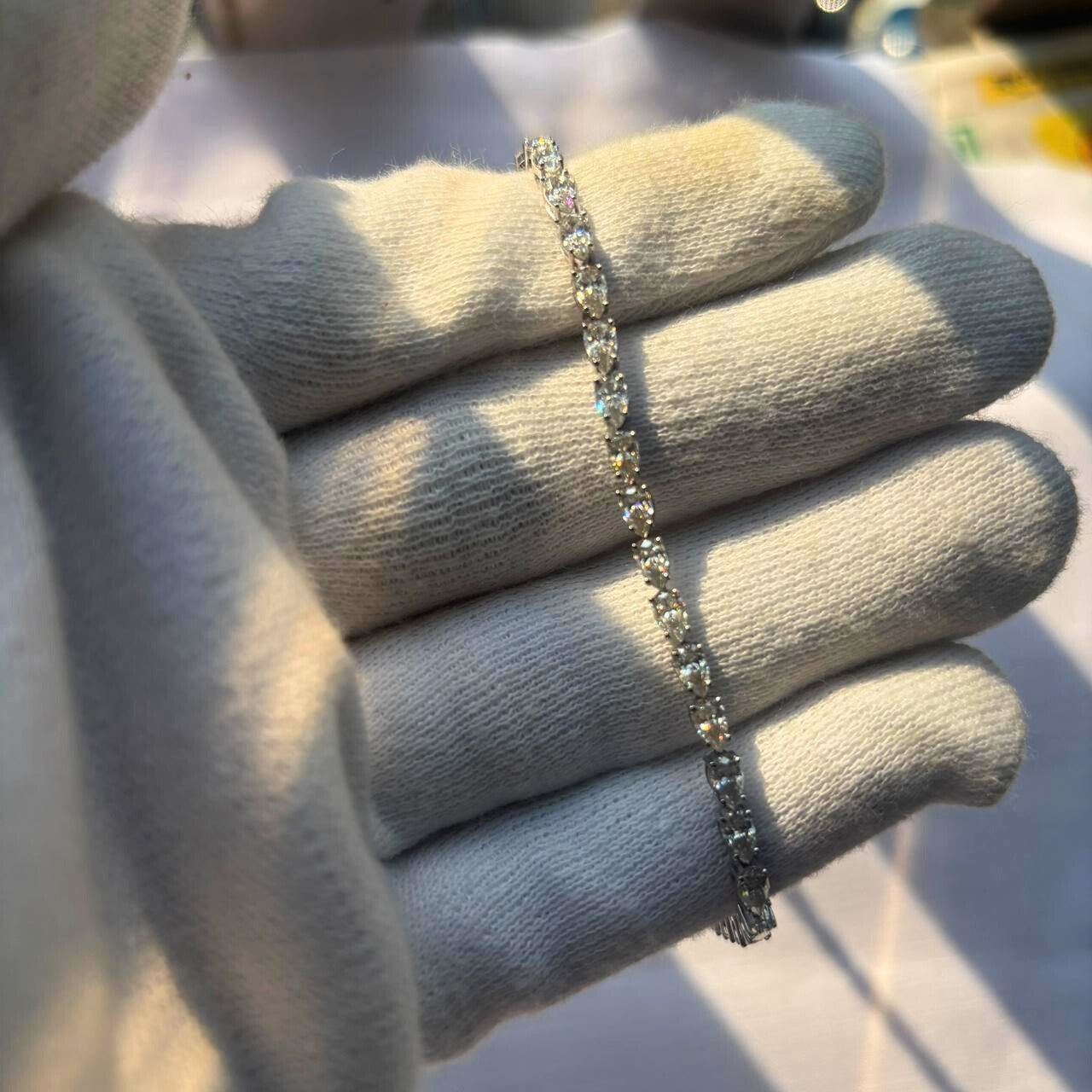 Sparkling Pear Cut Moissanite Women's Bracelet