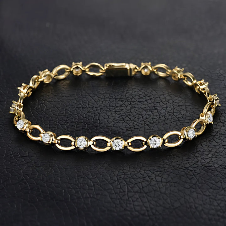 Moissanite 0.80 CT Round Diamond Gold Diamond Bracelet