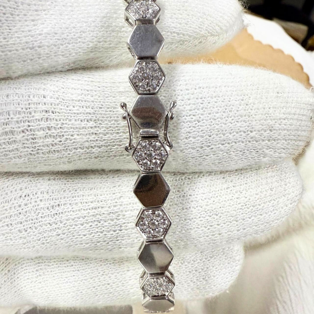 Luxury Diamond Fashion Bracelet with Hexagon Motif