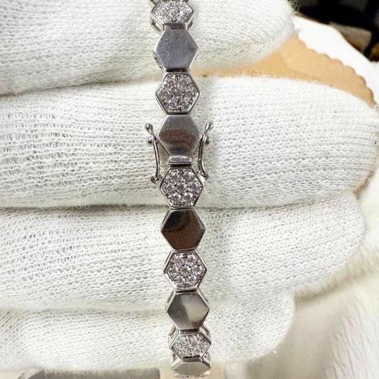 Luxury Diamond Fashion Bracelet with Hexagon Motif