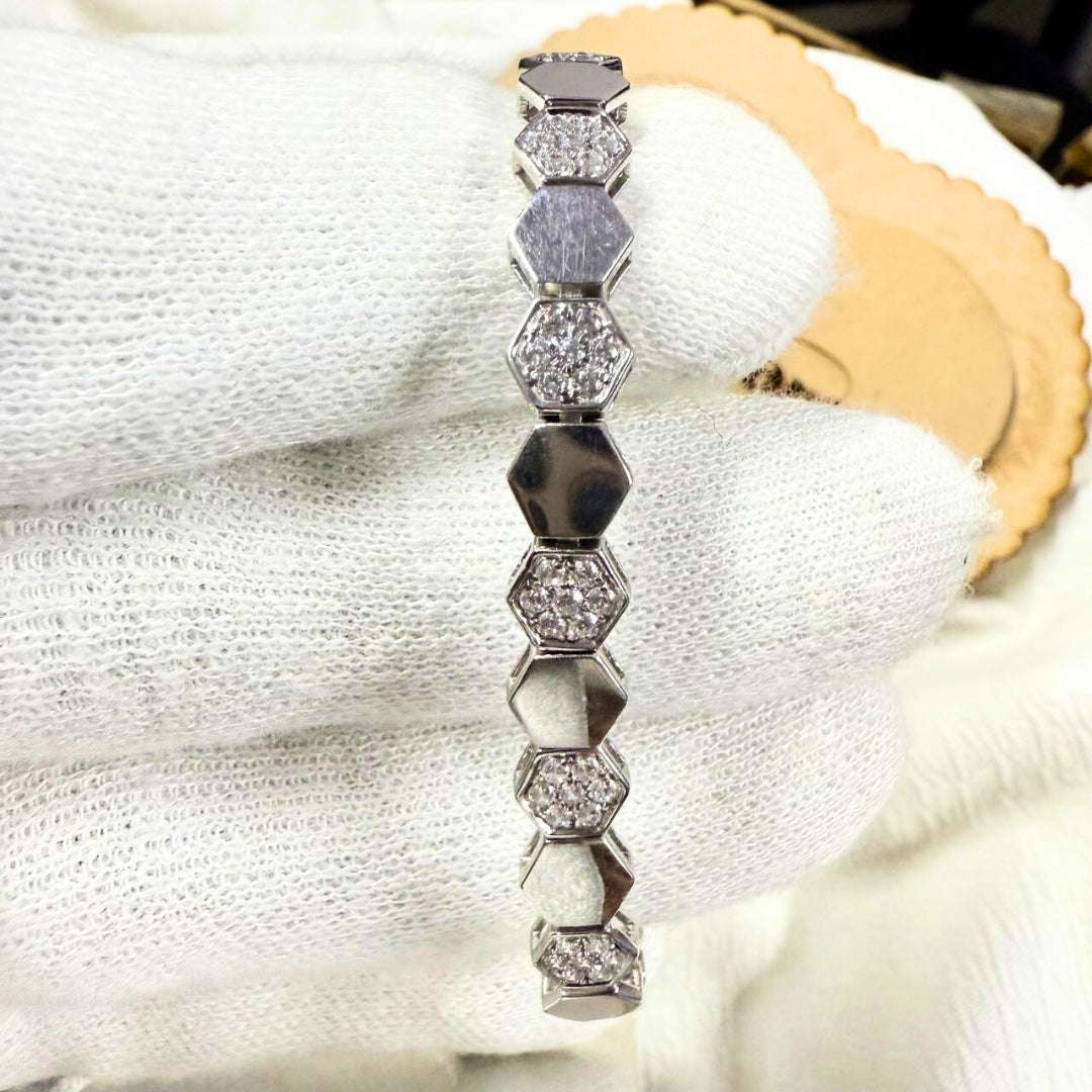 Luxury Diamond Fashion Bracelet with Hexagon Motif