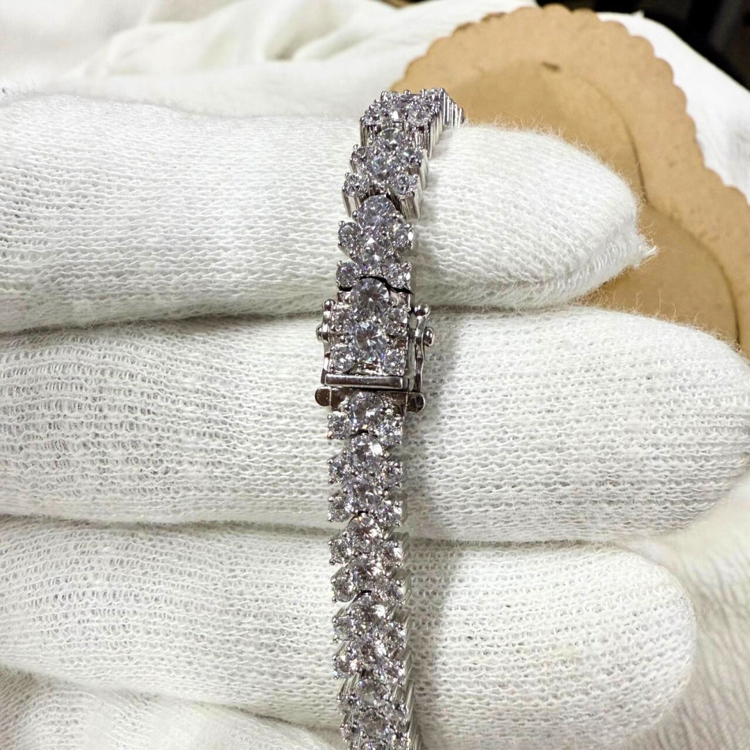 10KT White Gold Three Row Tennis Bracelet