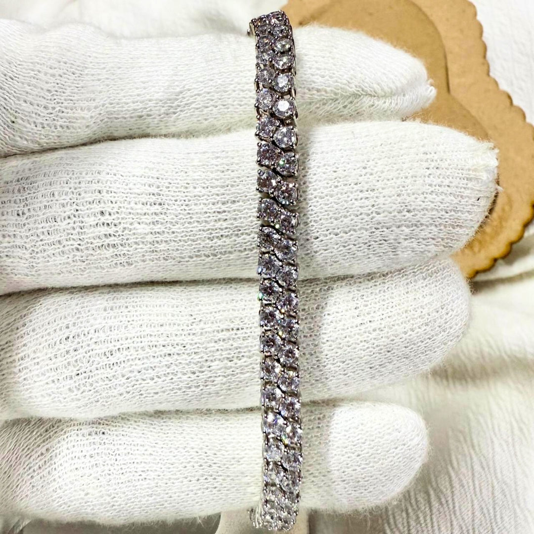 Two Line Classic 9.00 CT Round Diamond Bracelet