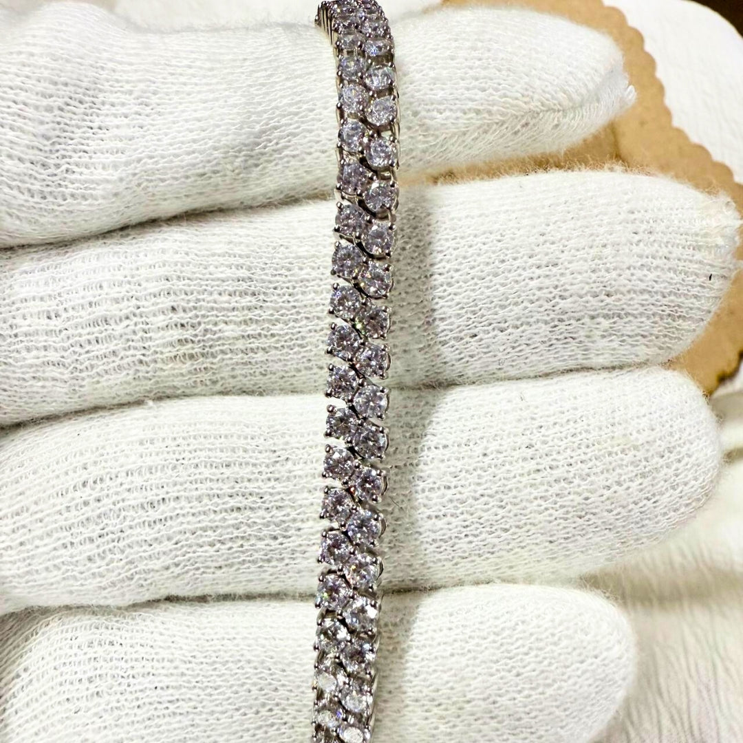 Two Line Classic 9.00 CT Round Diamond Bracelet