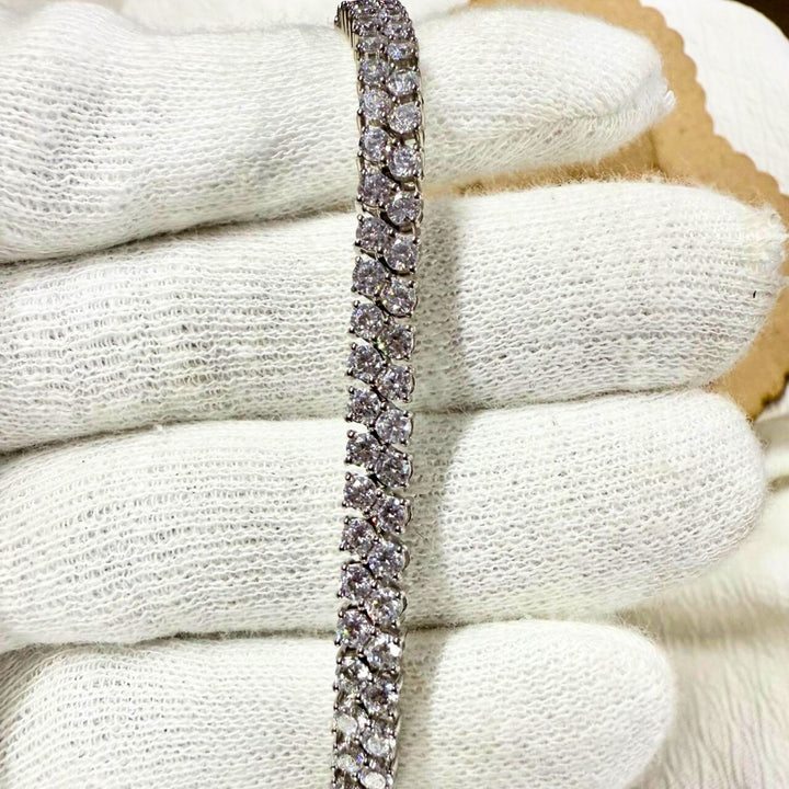 Two Line Classic 9.00 CT Round Diamond Bracelet