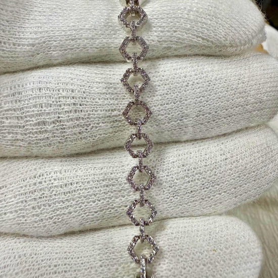 Unique Hexagon Shape Geometric Diamond Bracelet