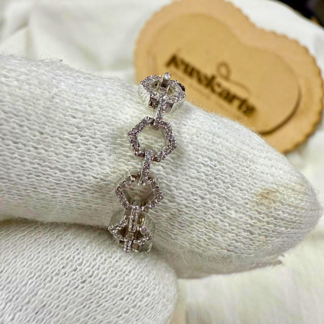 Unique Hexagon Shape Geometric Diamond Bracelet