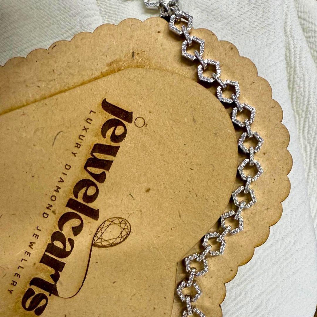 Unique Hexagon Shape Geometric Diamond Bracelet