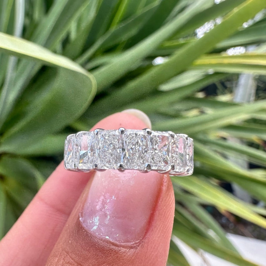 Moissanite 7.50 CT Radiant Cut Diamond Art Nouveu Wedding Band