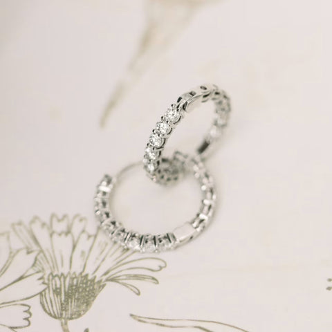 Gratifying Round Cut Diamond Hoop Earring