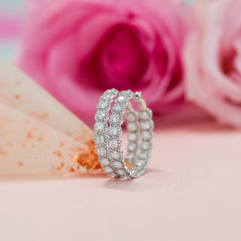 Catching Round Cut Diamond Hoop Earring