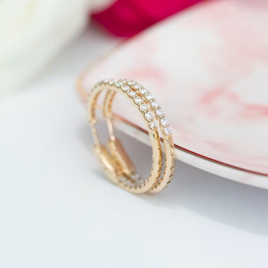 GoldNest Round Cut Diamond Hoop Earring