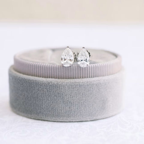 Crafted Pear Cut Diamond Stud Earring