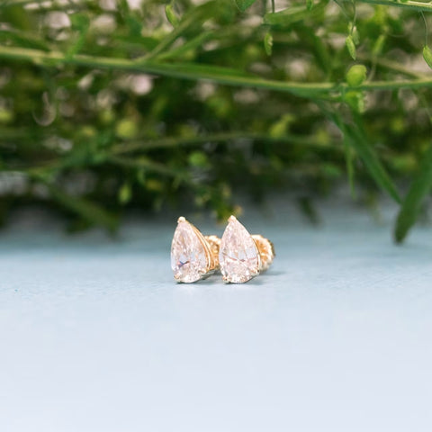 Crafted Pear Cut Diamond Stud Earring