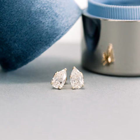 Crafted Pear Cut Diamond Stud Earring