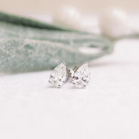 Crafted Pear Cut Diamond Stud Earring