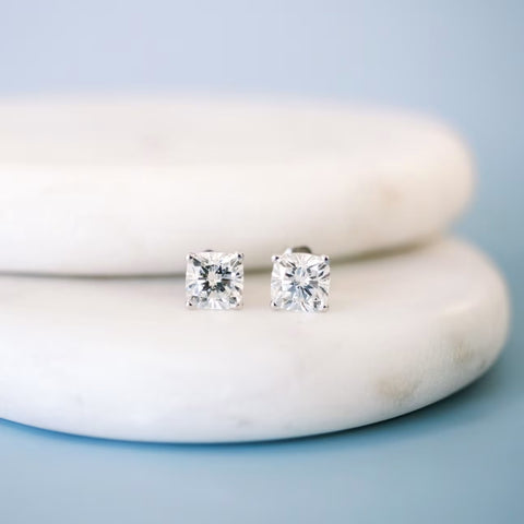 Aura Cushion Cut Diamond Stud Earring