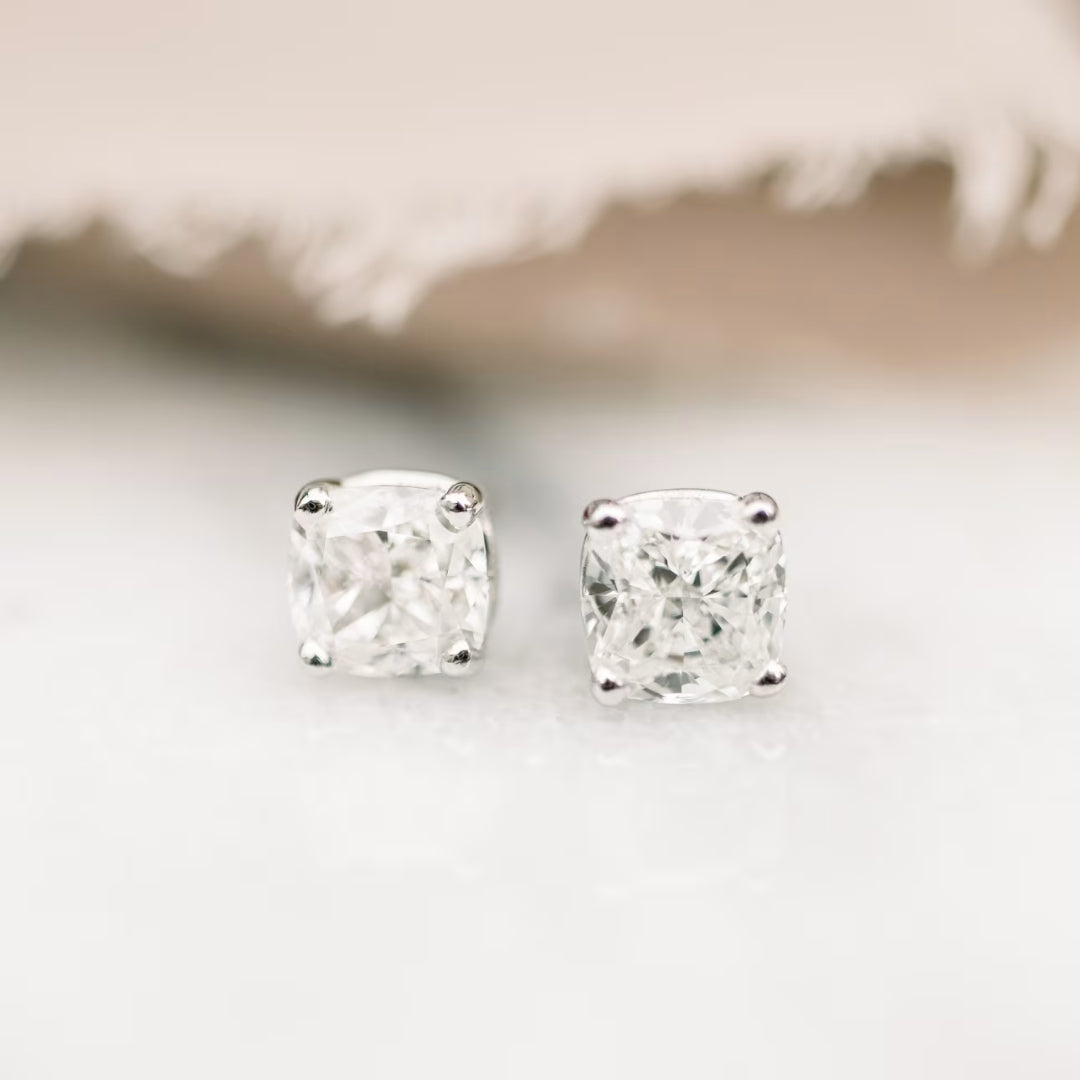 Aura Cushion Cut Diamond Stud Earring