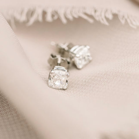 Aura Cushion Cut Diamond Stud Earring