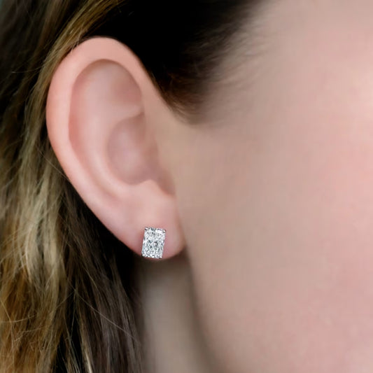 Dinky Radiant Cut Diamond Stud Earring