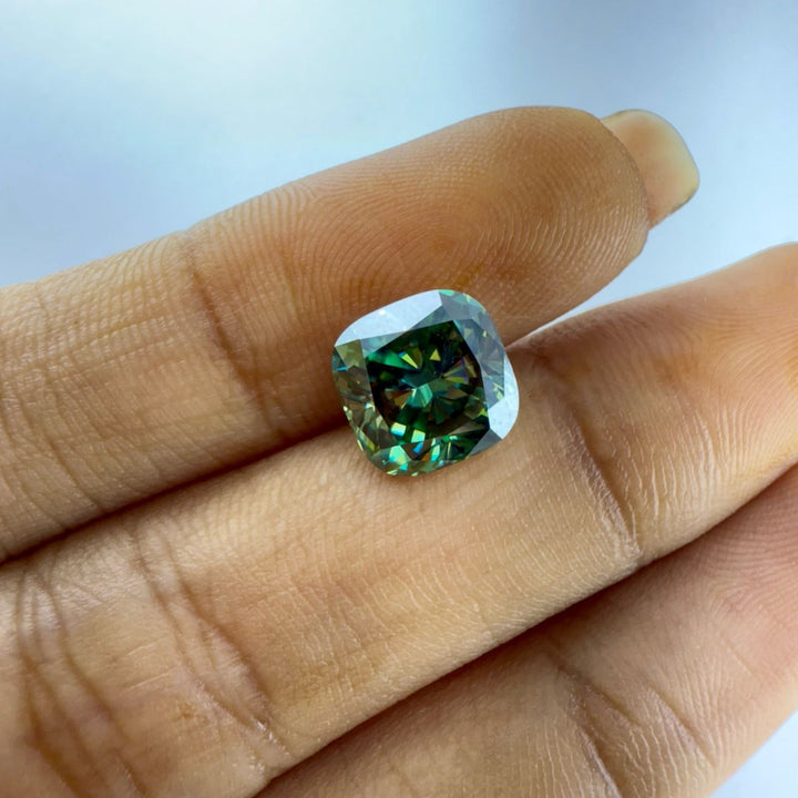 Moissanite 1.00 CT Cushion Cut Green Color Loose Diamond