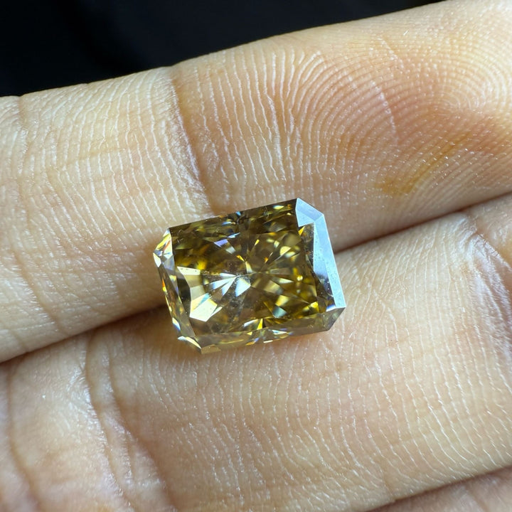 Moissanite 1.00 CT Dark Yellow Radiant Cut Loose Diamond