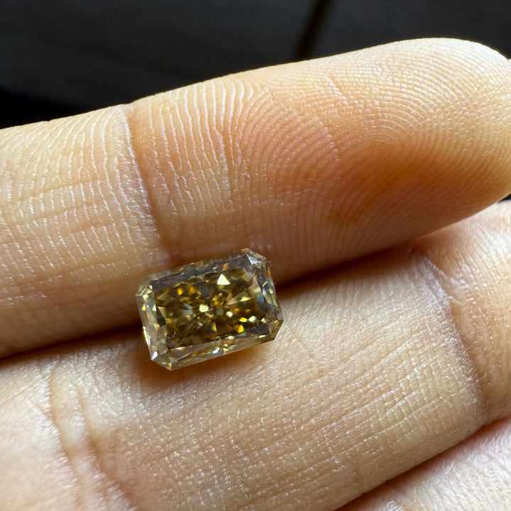 Moissanite 1.00 CT Dark Yellow Radiant Loose Diamond