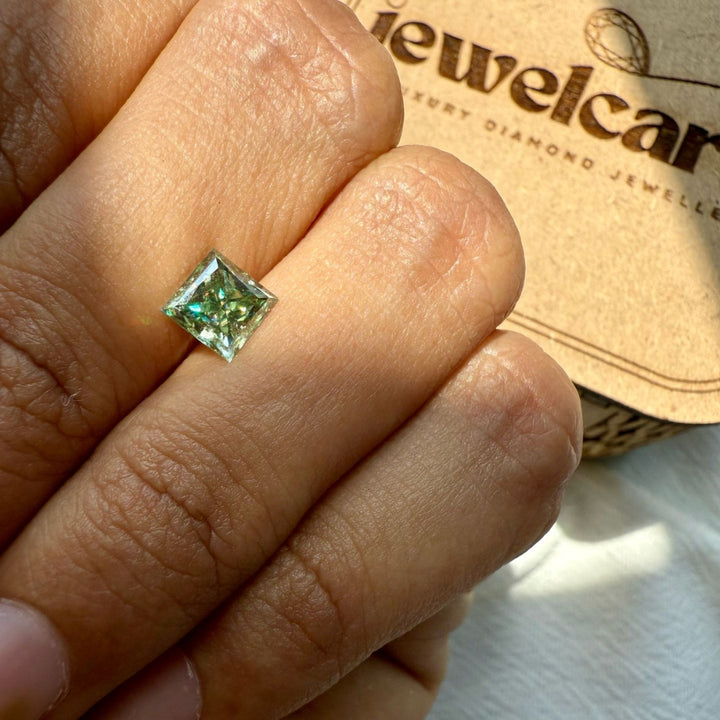 Moissanite 1.00 CT Princess Green Loose Diamond