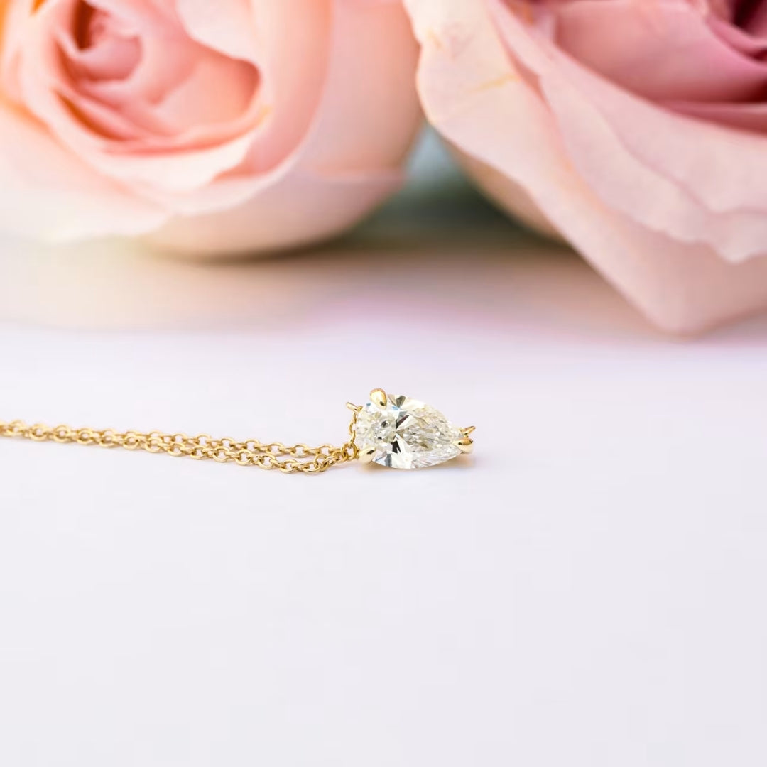 Voluptuous Pear Cut Diamond Necklace