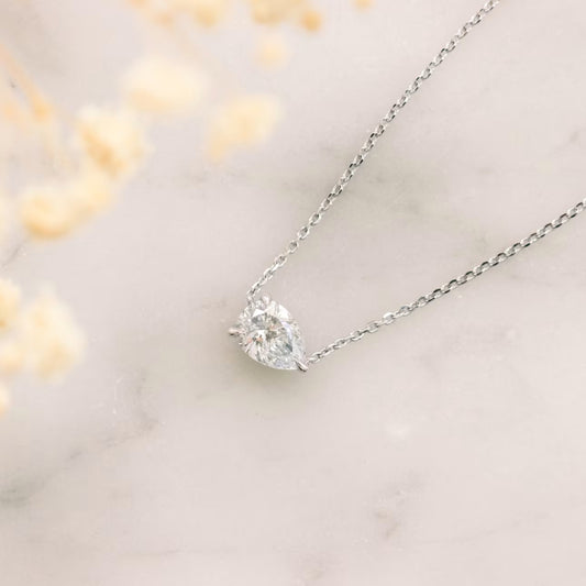 Voluptuous Pear Cut Diamond Necklace