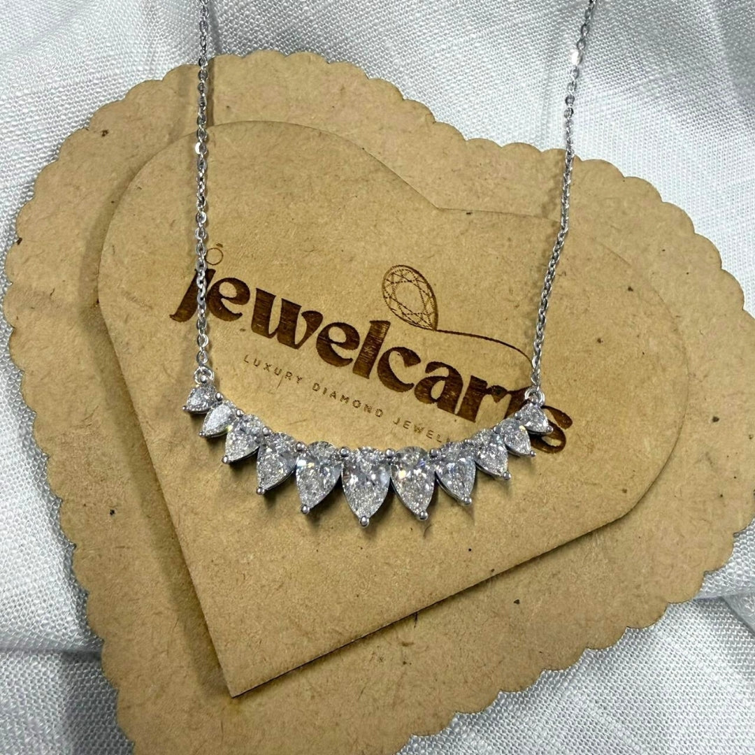 High Shine Moissanite Pear Cluster Necklace