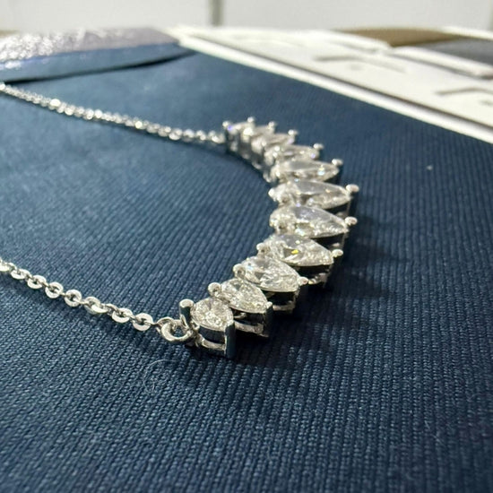 High Shine Moissanite Pear Cluster Necklace