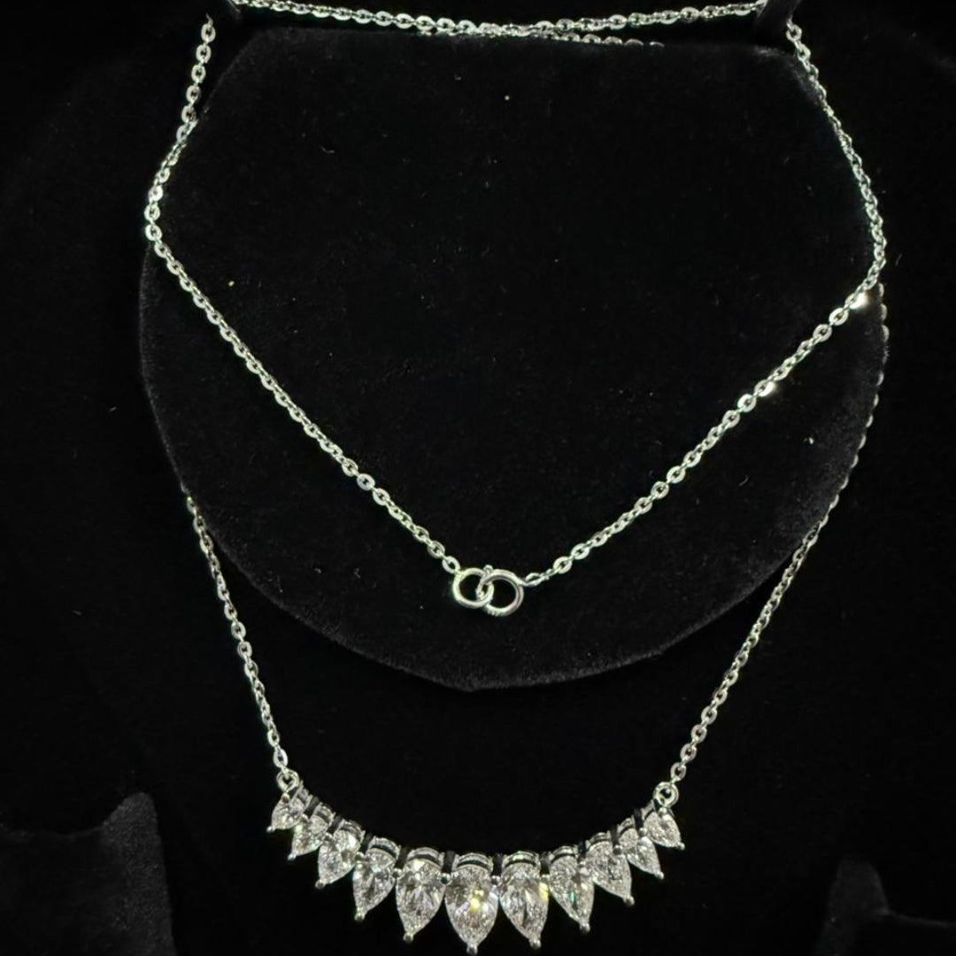 High Shine Moissanite Pear Cluster Necklace
