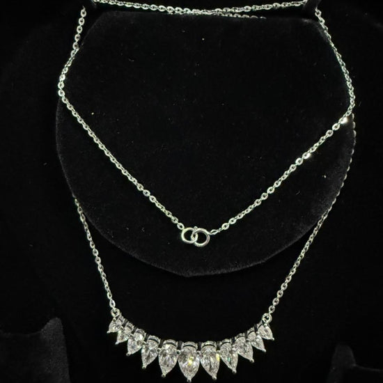 High Shine Moissanite Pear Cluster Necklace