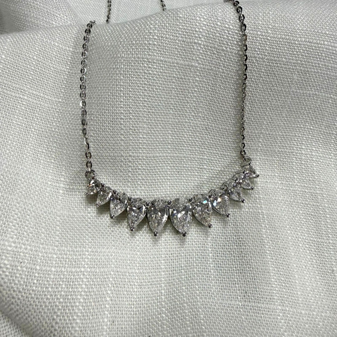 High Shine Moissanite Pear Cluster Necklace