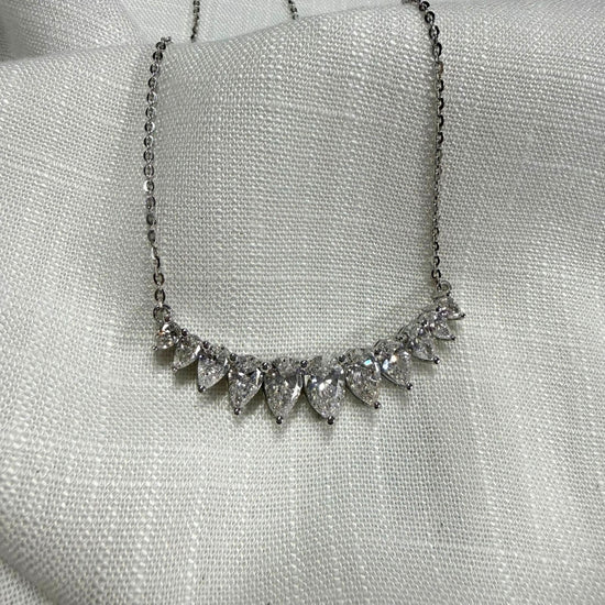 High Shine Moissanite Pear Cluster Necklace