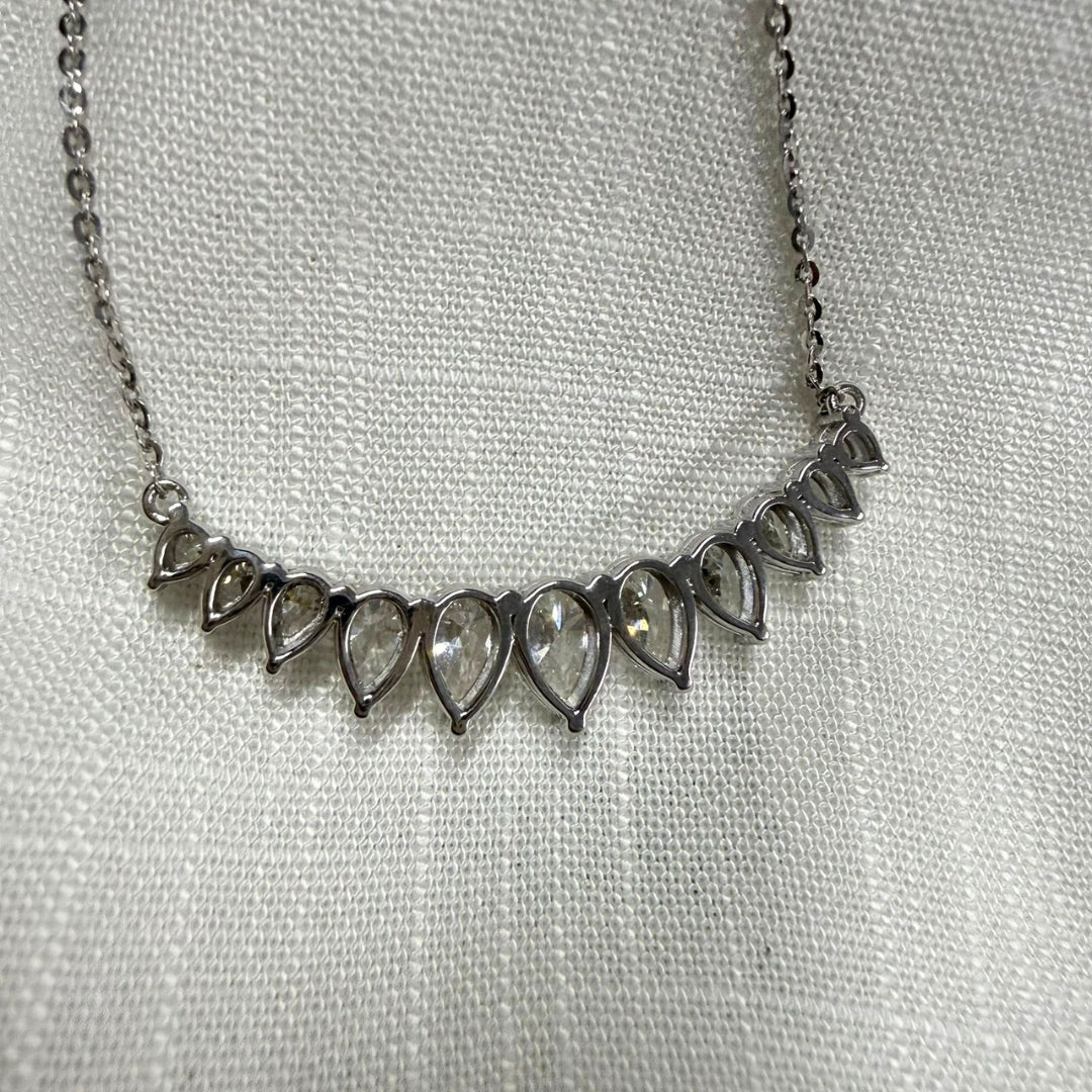 High Shine Moissanite Pear Cluster Necklace